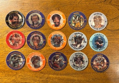 1983 Slurpee NFL Coins - Complete Set of 15 Coins - Montana, Allen RC - Nice!!!