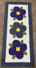 Handmade Quilted Table Runner/Topper 17" x 39" Big Flowers