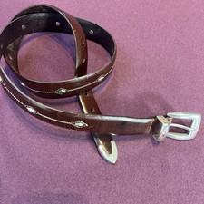 Brighton Men's Belt 40 Denver Diamond Studded Brown Leather P3507 Western Nice