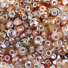 100 Pieces Large Hole Beads, Assorted European Craft Beads Brown Big Hole Fairy