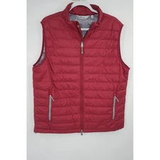 Peter Millar Vest Mens Large Raspberry Quilted Puffer Zip Front Golf Layering