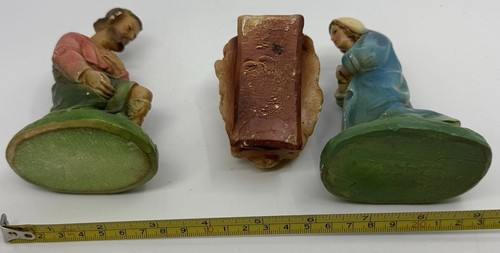 Vintage Christmas Nativity Chalkware Lot 13 Pc Jesus Mary Joseph Cow Sheep READ - Picture 4 of 11