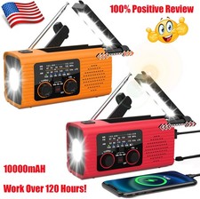 Emergency Solar Hand Crank Weather Radio 8000mAh Power Bank Charger Flash Light