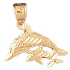 Dolphin Charm Pendant 14k Gold