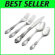 Wordsworth 45-Piece Opulent Flatware Set with Intricate Flower Handles