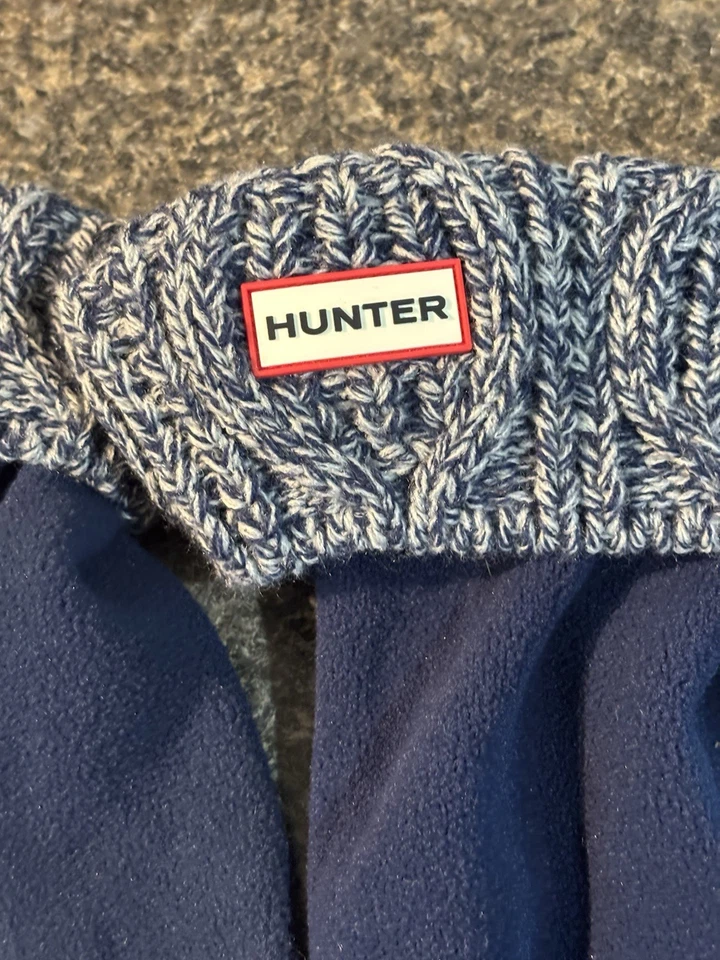 Hunter Fleece Boot Liner Socks Blue & White Tall Boots ML 8-10 for Rain/ Rubber - Image 3 of 4