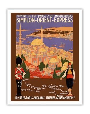 London to Constantinople - Vintage Simplon Orient-Express Railroad Travel Poster