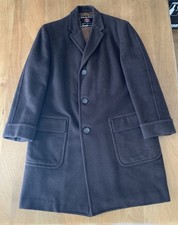 Vintage 1959 Crombie Wool Overcoat USA Union Made Brown Topcoat Mad Men Era 42R