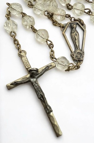Vintage Rosenkranz Glasperlen Kruzifix katholisch
