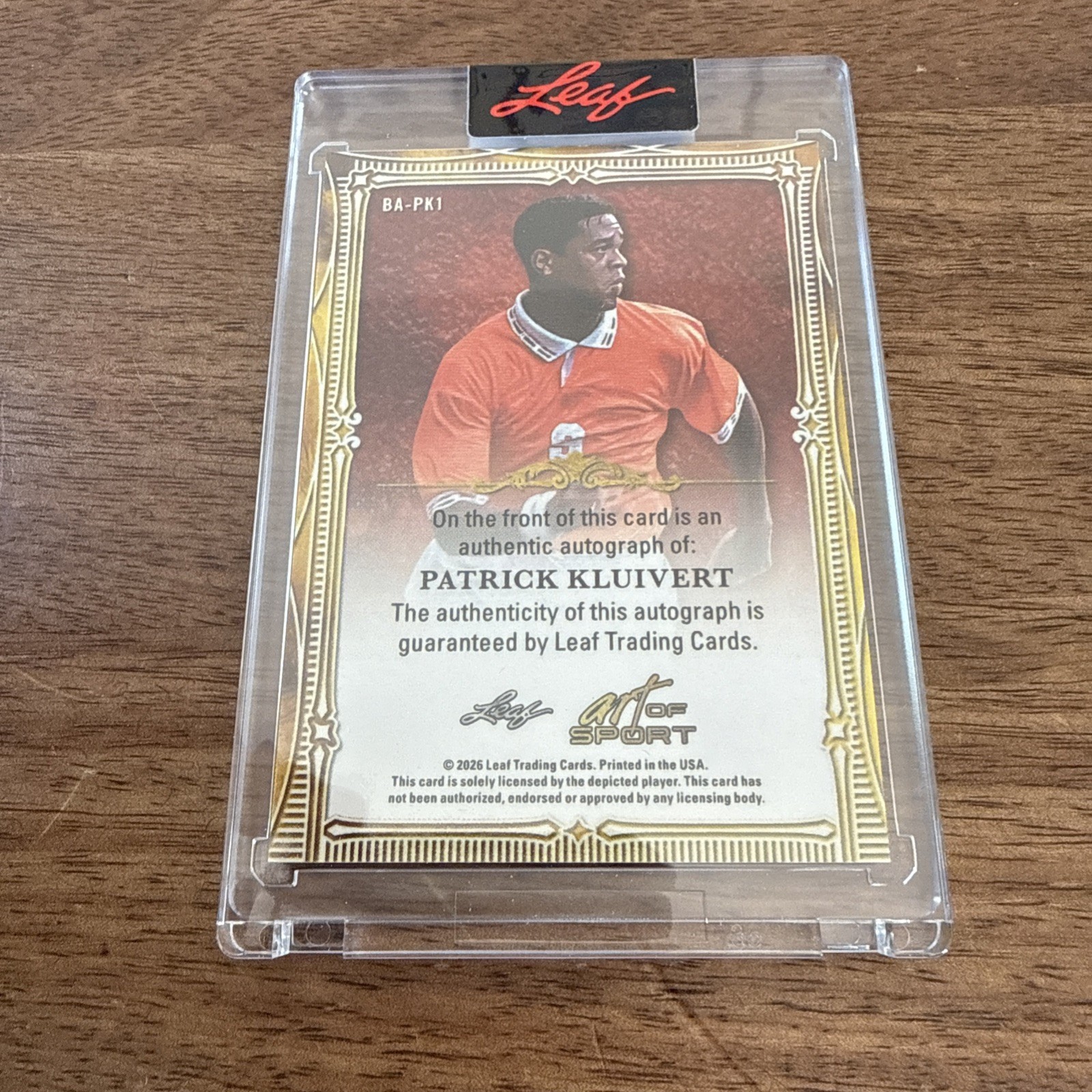 Patrick Kluivert 2026 Leaf Art of Sport Black Canvas Auto 1/1 view 2