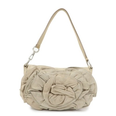 SAINT LAURENT PARIS Nadja Rive Gauche Suede Hand Bag Beige 112930 Auth Used F/S