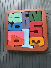 Wooden Number Puzzle 1-9 Montessori Learning Toy Colorful 8  Square