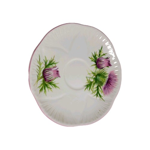 Shelley Tea Cup & Saucer, Purple Thistle, 13820 Fine Bone China England - Picture 8 of 10