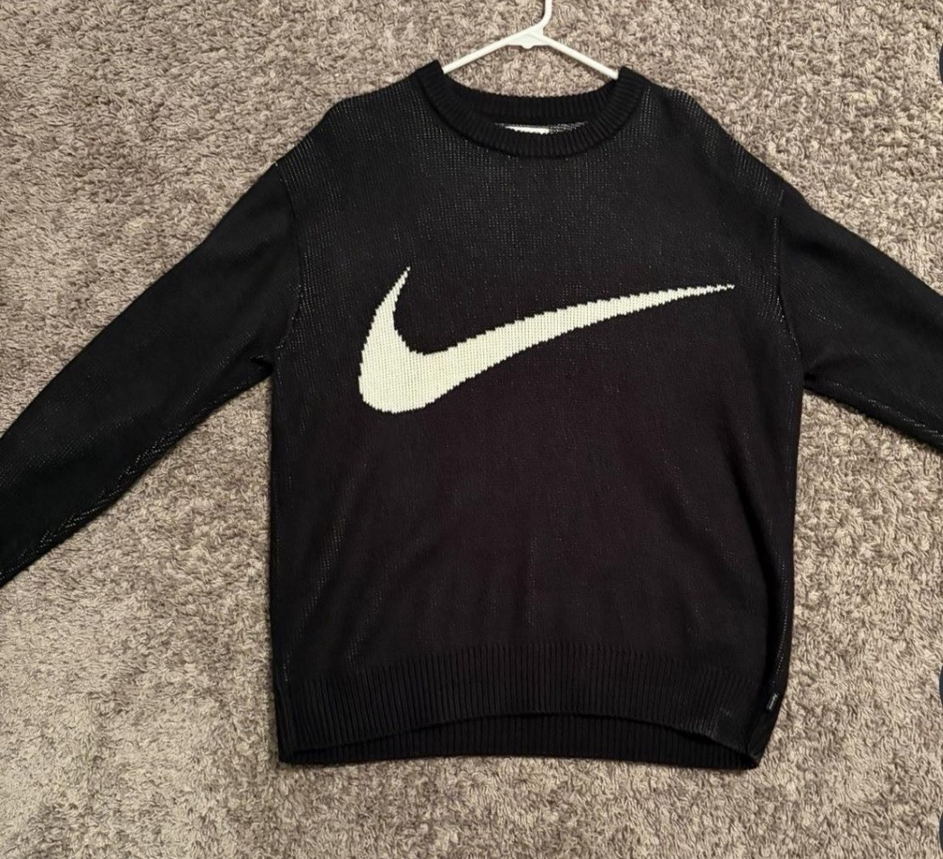 Nike Supreme Knit Pullover Sweater Black White Logo Men's Size M