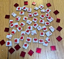 Hearts Mosaic Tiles Inserts Art Craft Pieces Red Lot Valentine's Love