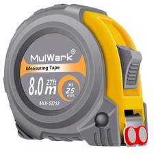 MulWark 26ft Measuring Tape Measure by Imperial Inch Metric Scale with Both-Side