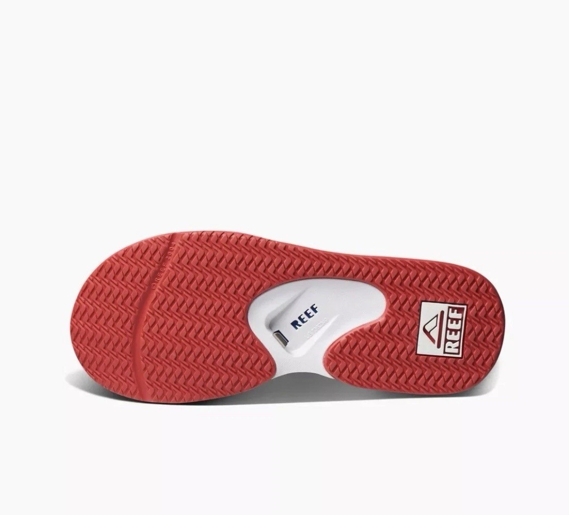 Reef Fanning Flip Flop Mens 10 Patriotic Red White Blue USA  display picture 2