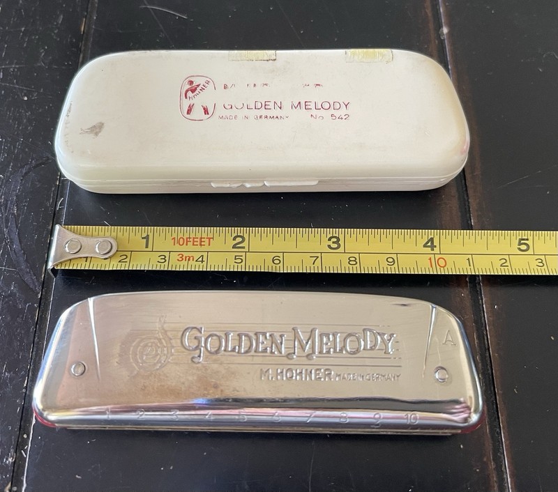 Golden Melody M. Hohner Harmonica Key Of A In Hard Case, 10 Hole