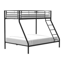 Lits superposes en metal - Noir - Sommiers inclus - 90/140 x 190