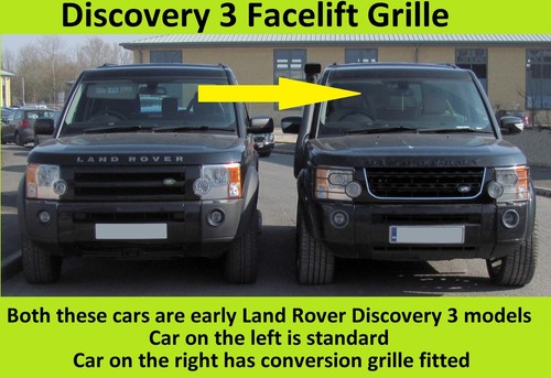 Front Grille 'Disco 4 Facelift Style' in Black/Silver/Grey for Discovery 3 - Picture 7 of 8