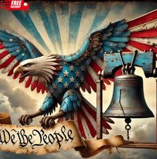 5D Vintage Eagle Diamond Art Painting Kits for Adults, American Flag DIY Full Ro