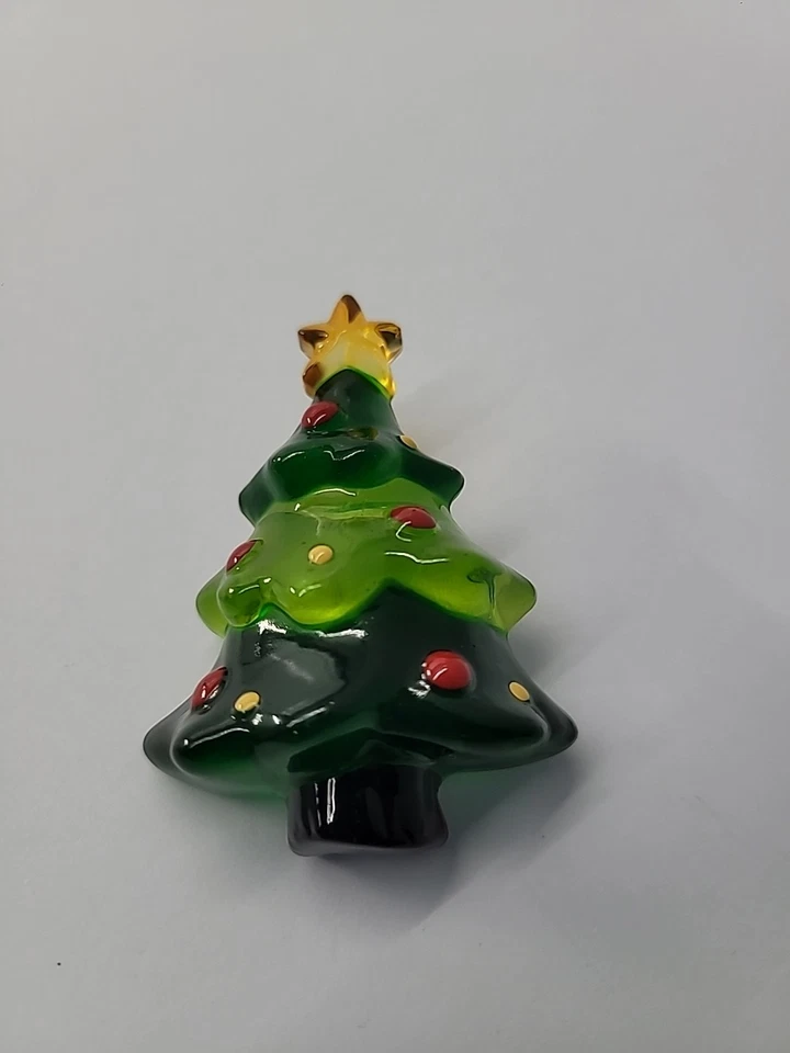 Broche prendedor de árbol de Navidad de plástico vintage verde rojo adornos estrella adorno luz Foto 2 de 4