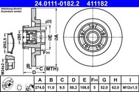 2X Bremsscheibe Hinten Ate 240111 01822 FÜR Renault Bremsscheiben Scheibenbremse