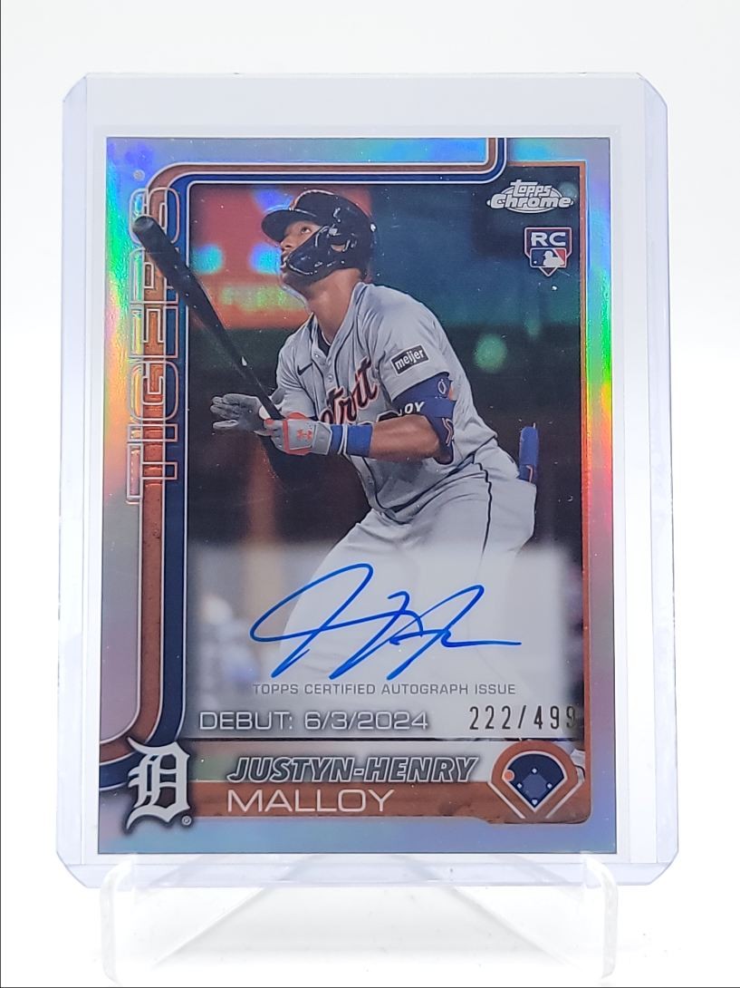 JUSTYN-HENRY MALLOY 2025 TOPPS CHROME ROOKIE DEBUT REFRACTOR AUTO /499 Q3967