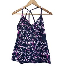 Yummie Heather Thomson Womens Hillary Strappy Tank Top Stained Glass Blue L
