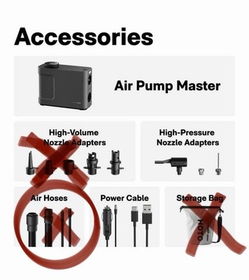 HOTO Air Pump Portable Cordless Electric Tire Inflator 12V DC for Car Tent Boat