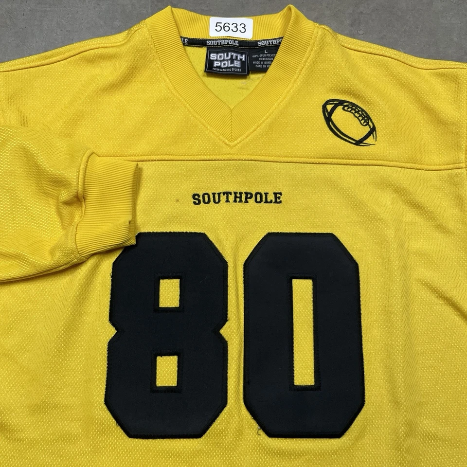 South-Pole 衬衫 L 00s Y2K SP 嘻哈说唱歌手 #80 足球 T 恤 — 第 3/4 张图片