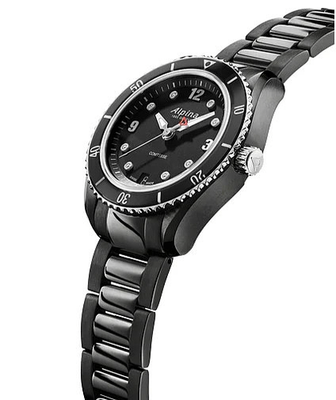 Alpina Women's Comtesse Diamond Markers Quartz Black Watch 37 MM