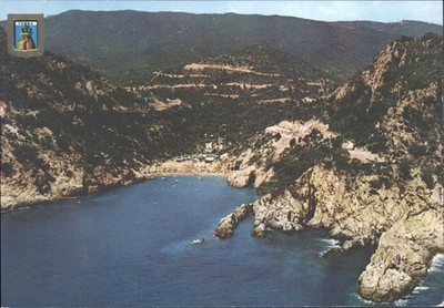Tossa de Mar Costa Brava Spanien Cala Pola Strand Vintage Chrom Postkarte