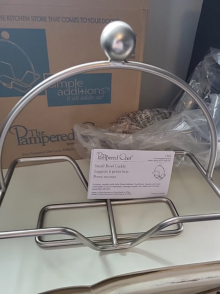 Pampered Chef Simple Additions Small Bowl Caddy Metal Stand Bowls #1946 W Box - Image 3 of 4