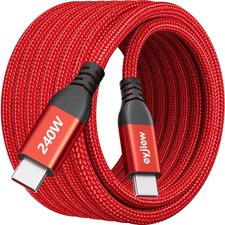 240W USB C to C Cable 10ft, Long Type C Super Fast Charging Red