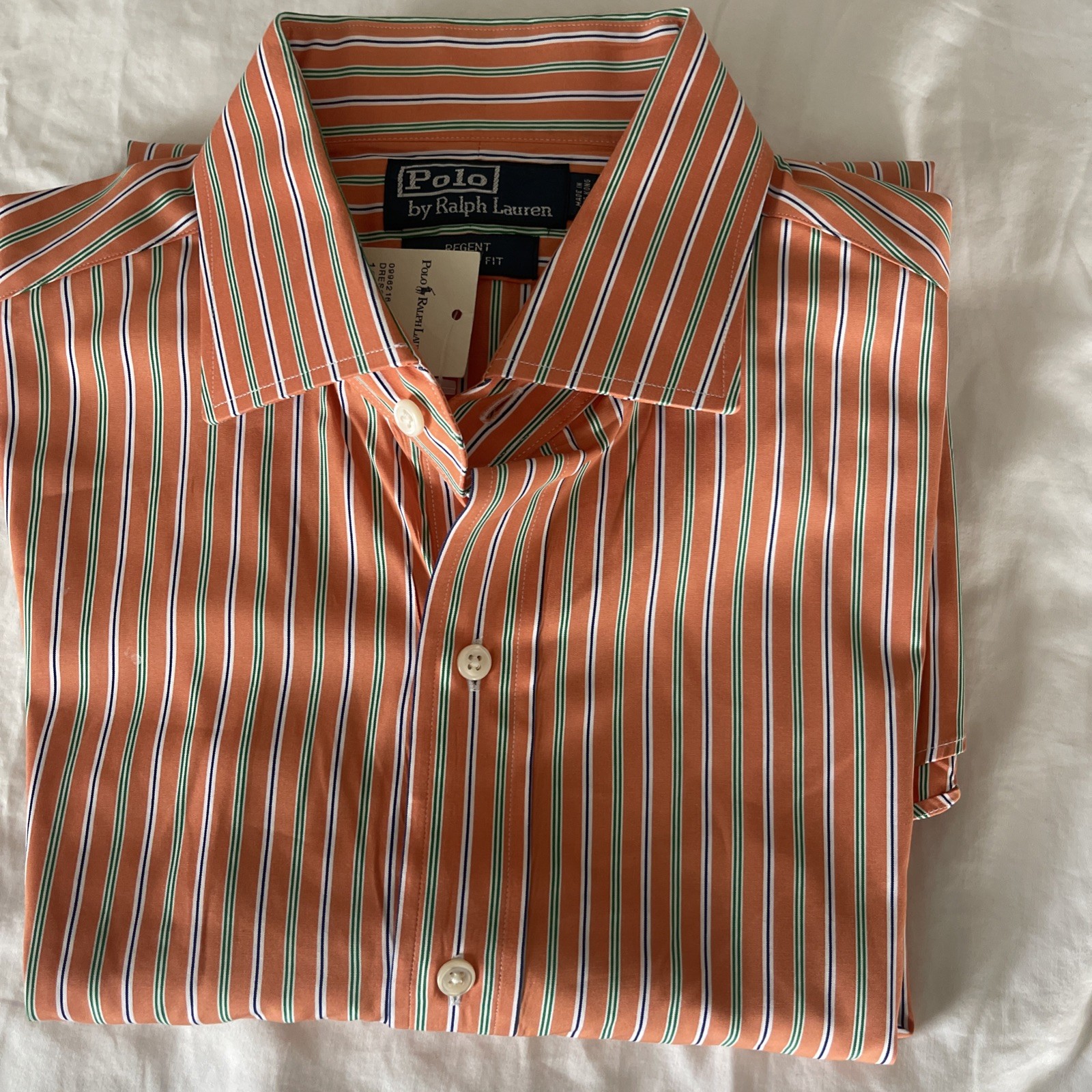 Ralph Lauren Regent Fit 100% Cotton Orange Multi Long Sleeves Men’s Shirt thumbnail 2