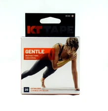 KT Tape, Gentle Adhesive for Sensitive Skin, 20 Count, 10" Precut Strips, Beige