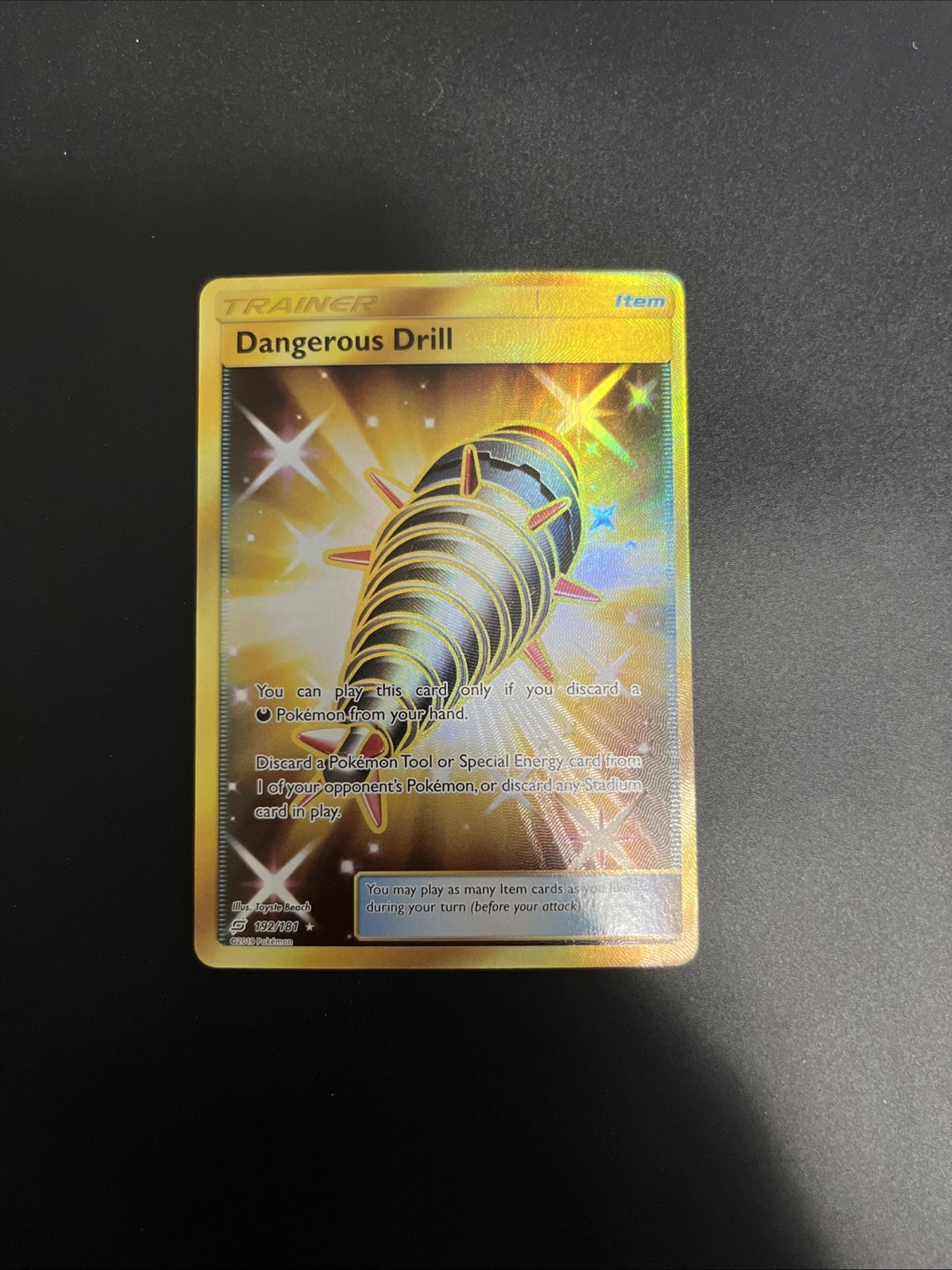 Dangerous Drill - 192/181 - Pokemon Team Up Sun & Moon Secret Rare Card NM/M (w)