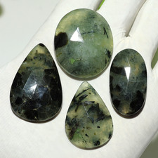 Vert botanique ~ 4 pièces pierres précieuses taillées à facettes naturelles P...