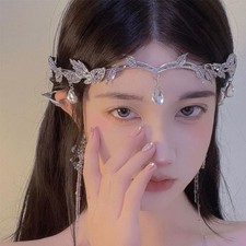 Vintage Crystal Rhinestone Waterdrop Leaf Tiara Crown Headband Wedding Hair Acce
