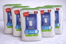 Hanes 5 Boy's White Tagless Tanks in Size M/Medium 10-12 Bundle Of 5 Packs NEW