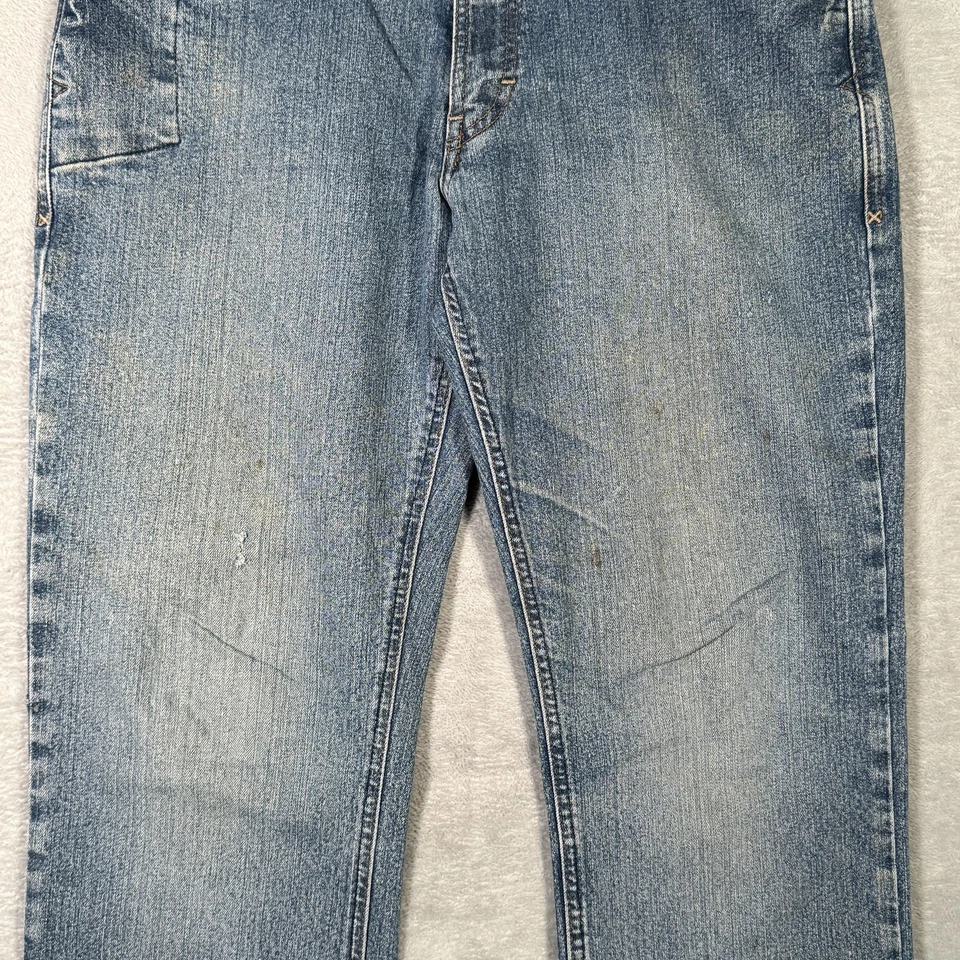 Pantalones de mezclilla Ariat Rebar M4 relajados para hombre 34x34 azul corte bota trabajo elástico Foto 2 de 4