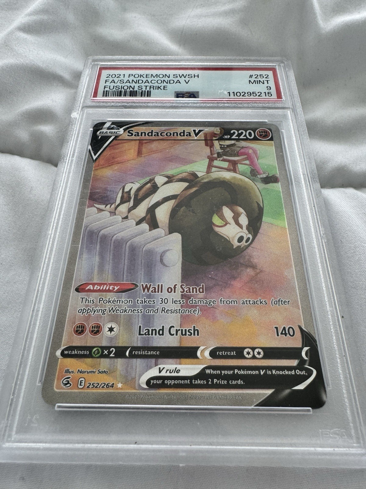PSA 9 Sandaconda V Fusion Strike 252/264 Full Art Ultra Rare Pokemon Card Mint