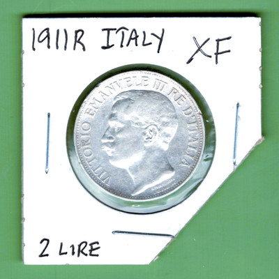 ITALY - BEAUTIFUL HISTORICAL 50TH ANNIVERSAY UNIFICATION SILVER 2 LIRE, 1911 R