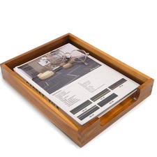 Wood Letter Tray Desktop File Organizer Paper Document Holder Dark Brown