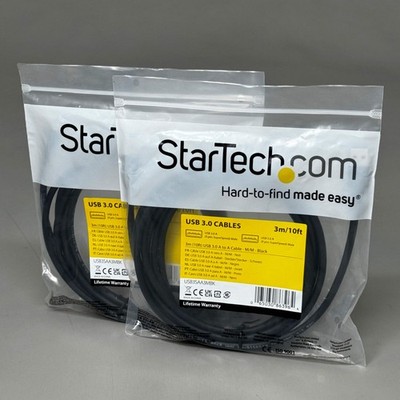 STARTECH.COM (2 PK!) USB 3.0 Cables A-A Cable - M/M 10ft/3m Black USB3SAA3MBK