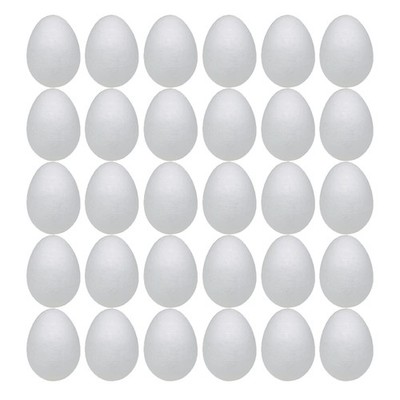 Foam Eggs 30pcs 3.15 Inch (8cm) White Craft Polystyrene Eggs Smooth for Sprin...