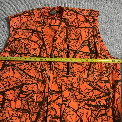 Vintage Cabelas Mens Vest Seclusion Blaze Orange Camo Hunting Zip Size XL - Picture 9 of 11