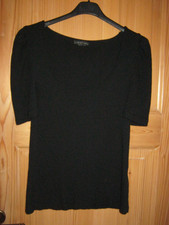Amisu Shirt halbarm schwarz mit Puffärmel Gr.: S M 38 40 wenig getragen!!!