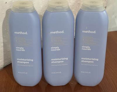 Method Moisturizing Shampoo, Simply Nourish Sulfate Free, 14 oz Lot Of 3